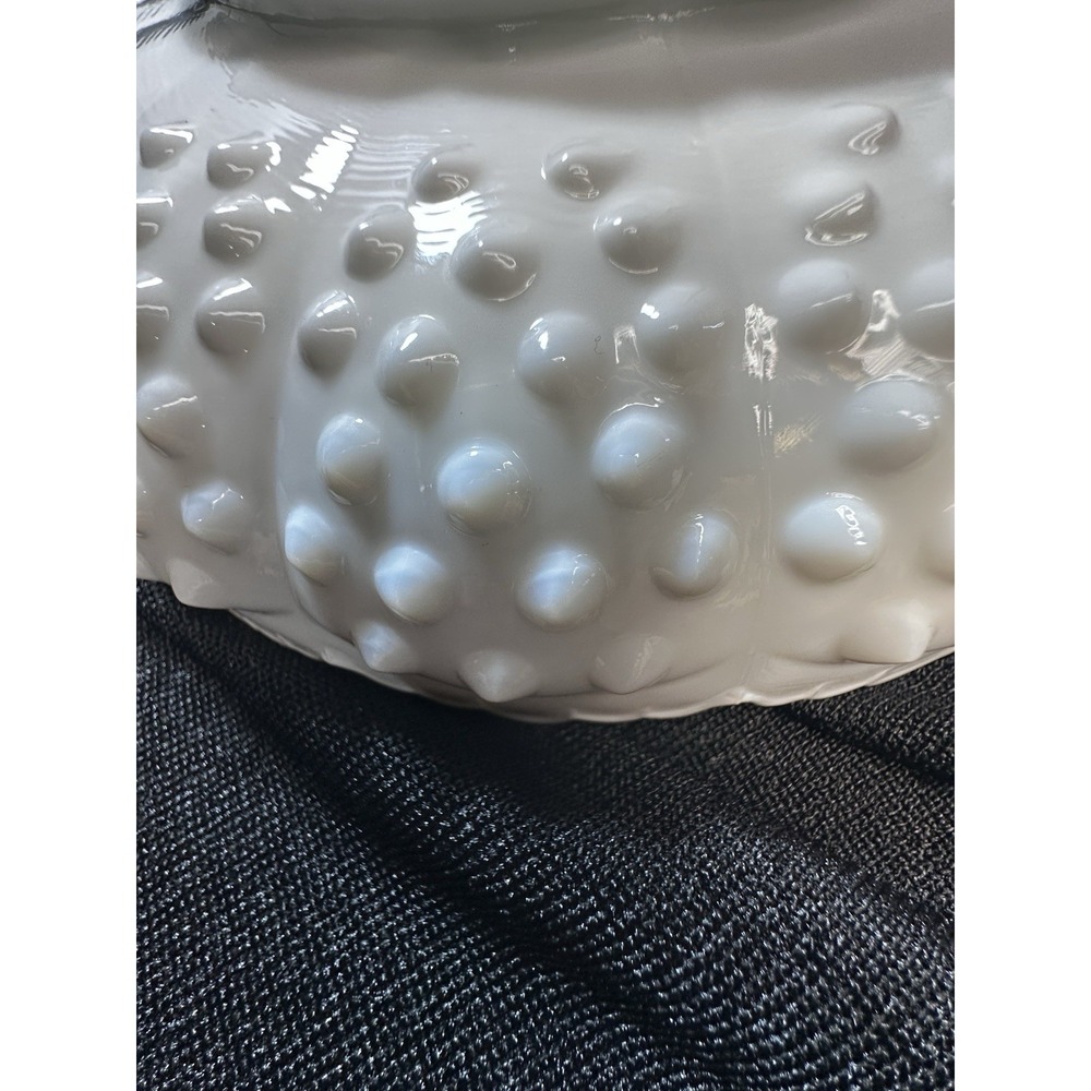 Fenton Hobnail Milk Glass Fluted‎ Edge Chip and Dip Bowl Or Candle Holder - Picture 7 of 14